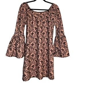 Emma Rose Boho Off Shoulder Bell Sleeves Medium Floral Shift Dress
